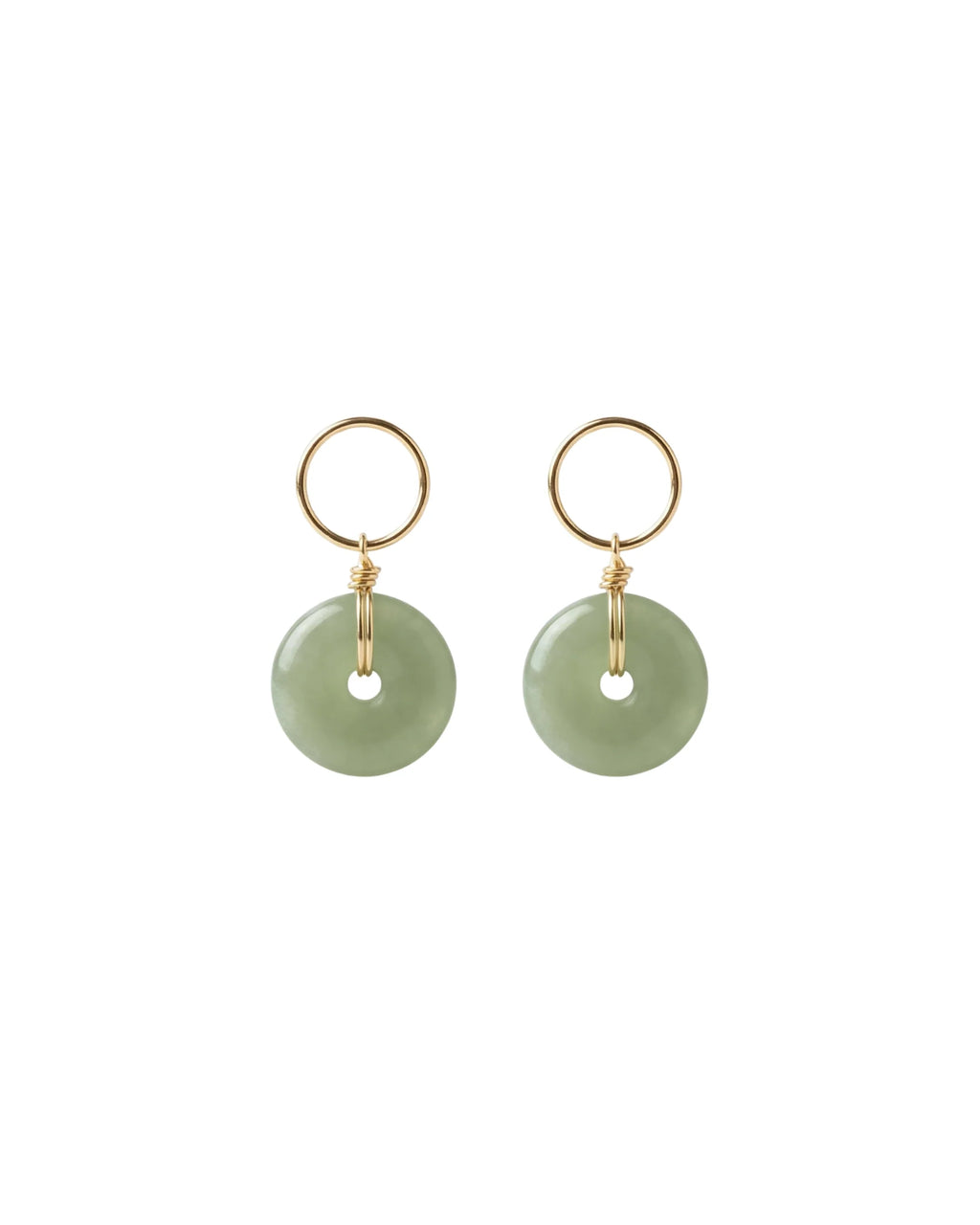 Coin Green Jade Hollow Earrings
