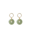 Coin Green Jade Hollow Earrings
