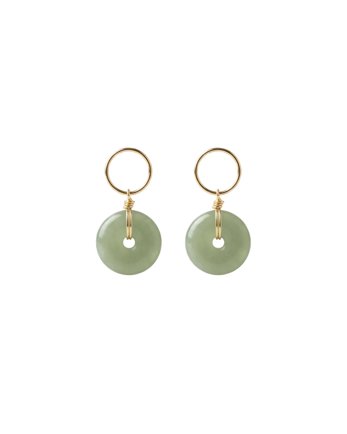 Coin Green Jade Hollow Earrings