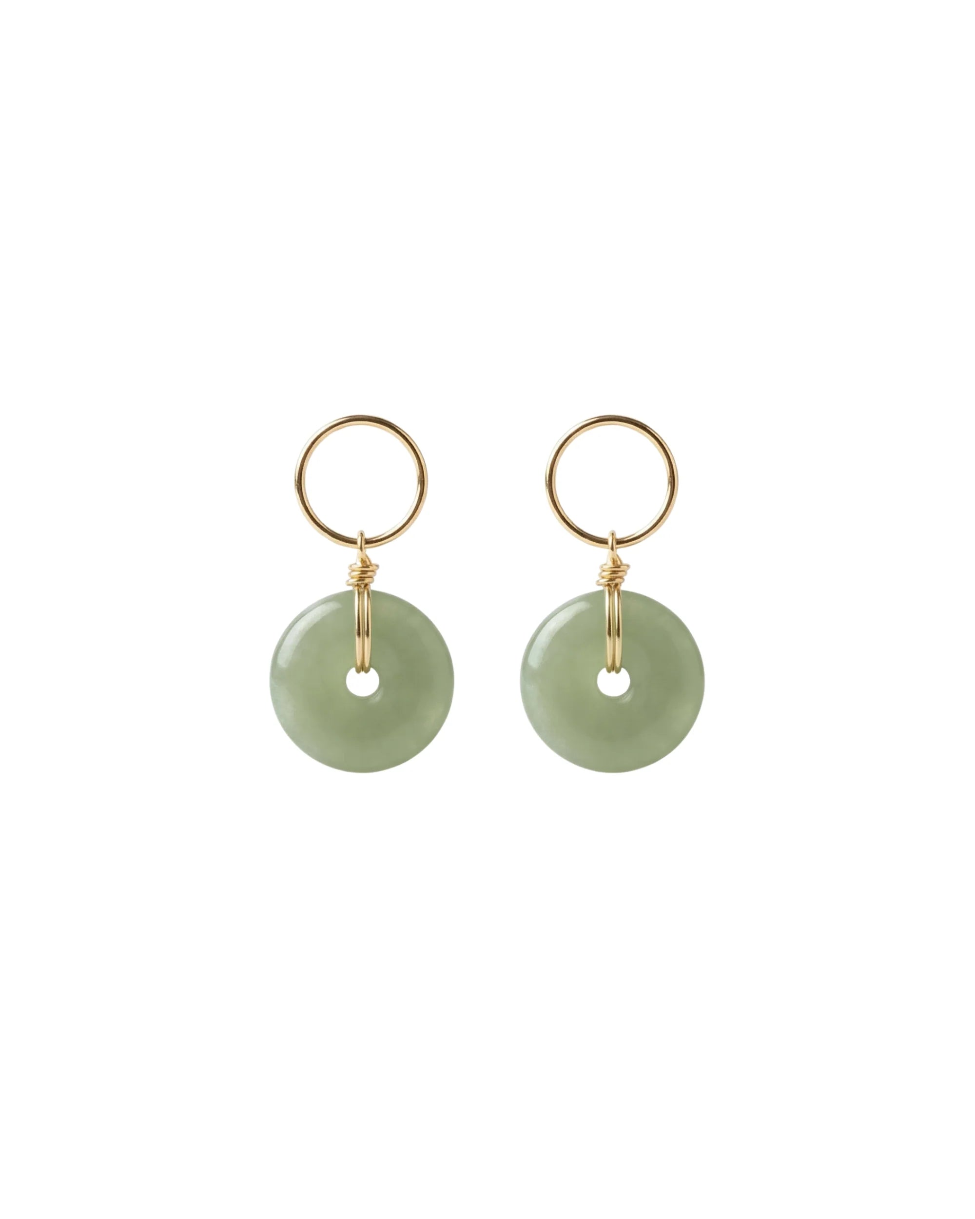 Coin Green Jade Hollow Earrings