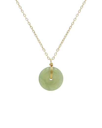 Coin Green Jade Hollow Necklace
