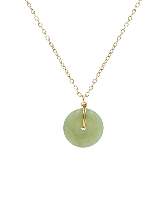 Coin Green Jade Hollow Necklace