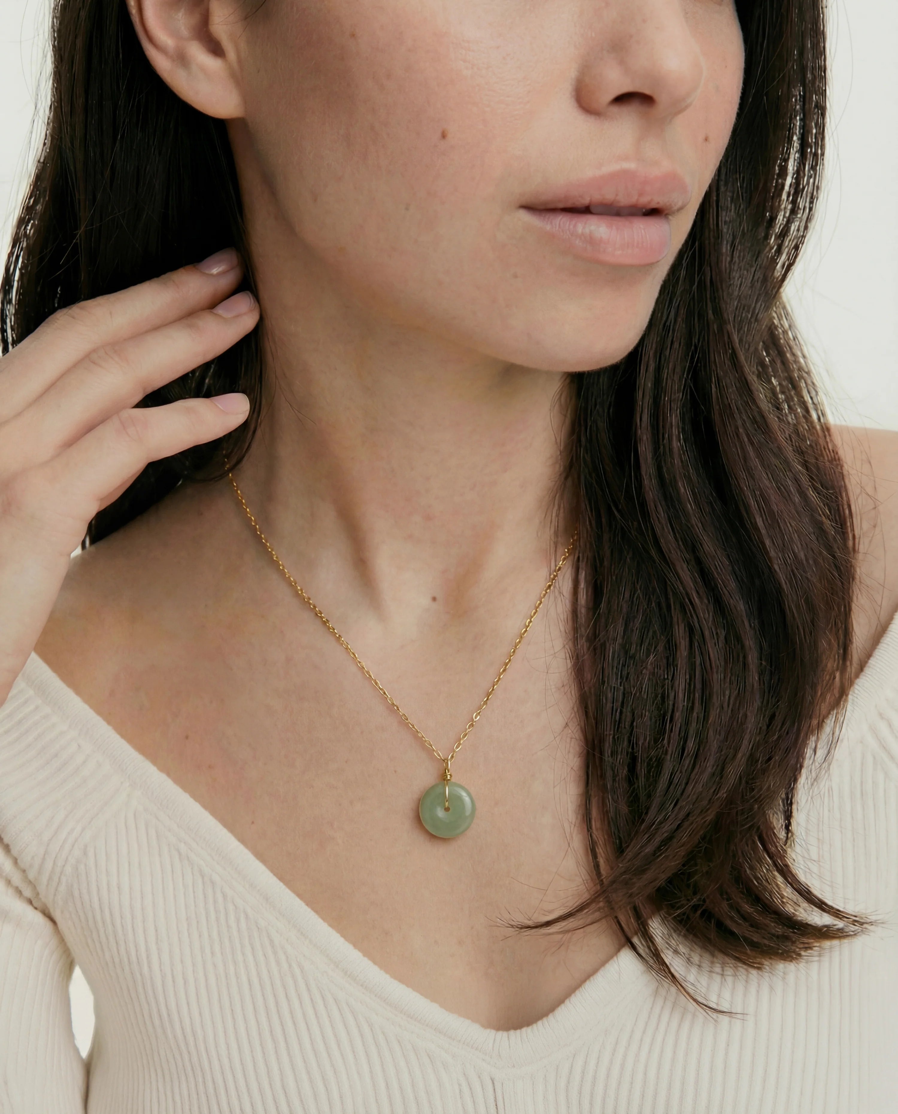 Coin Green Jade Hollow Necklace