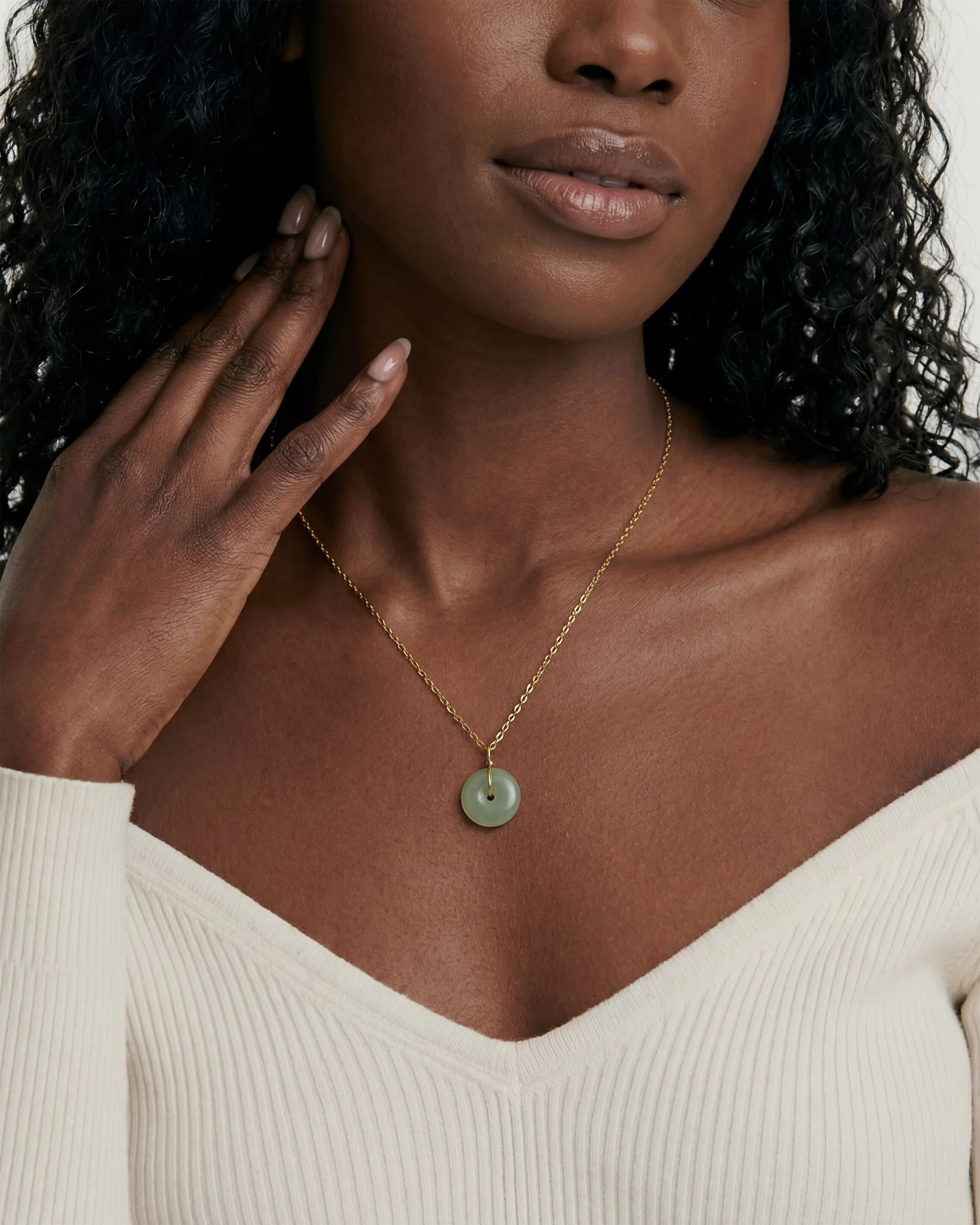 Coin Green Jade Hollow Necklace