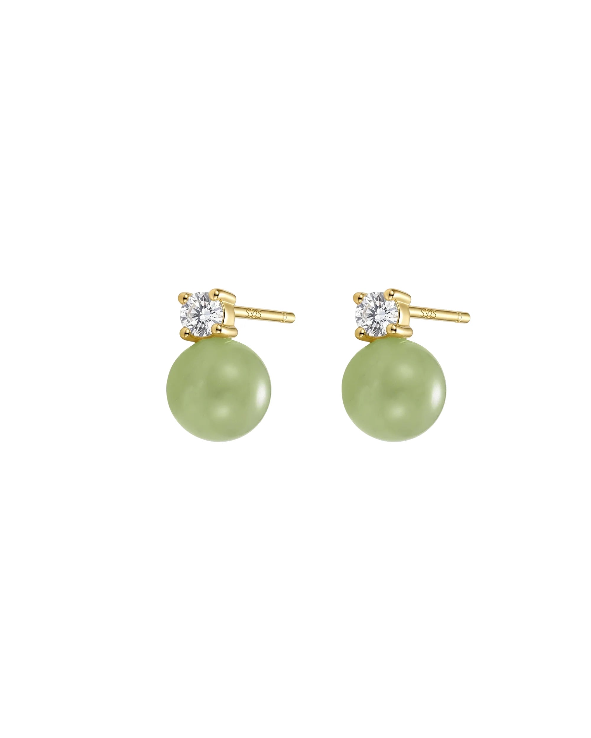 Green Jade Stud Earrings