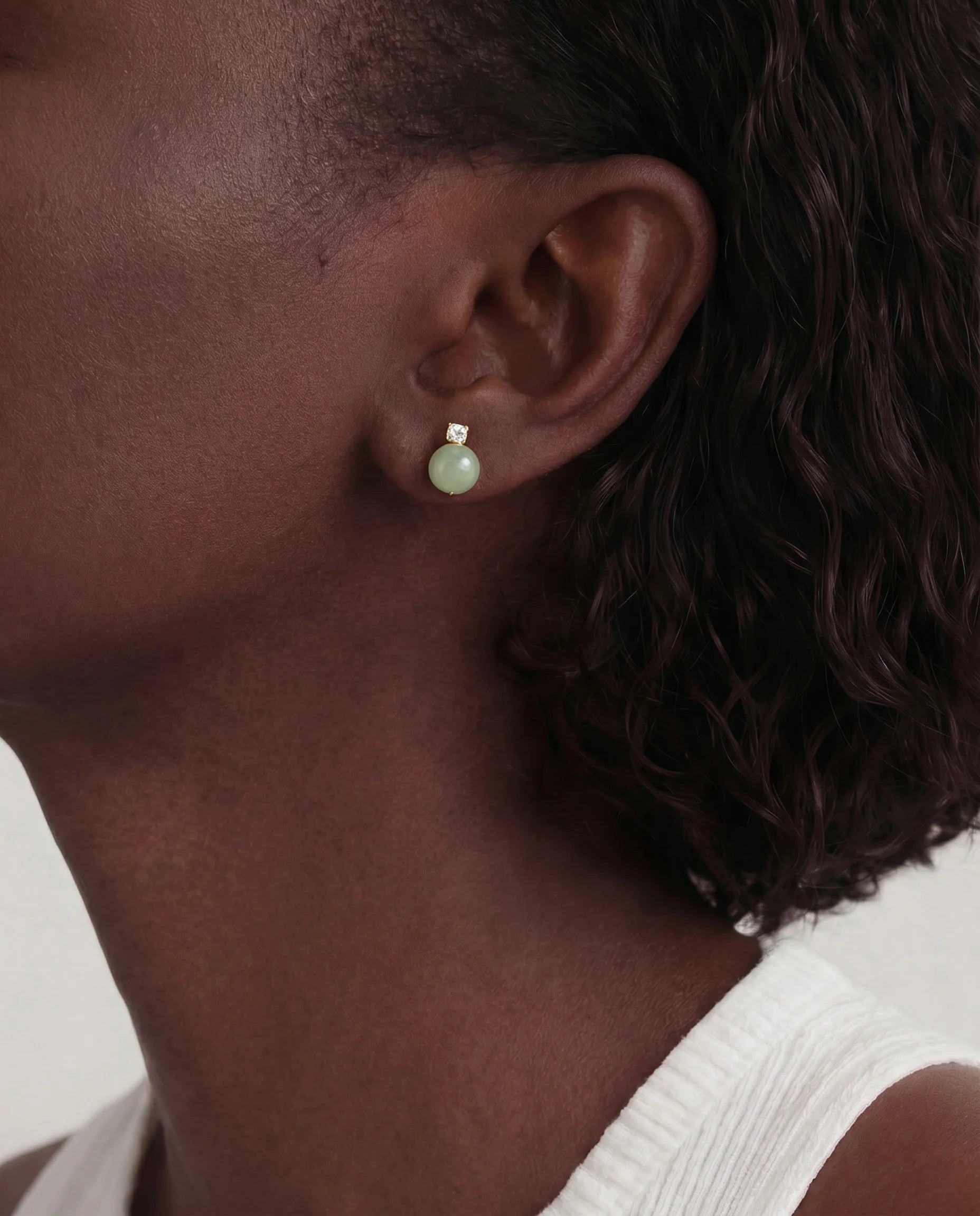 Green Jade Stud Earrings