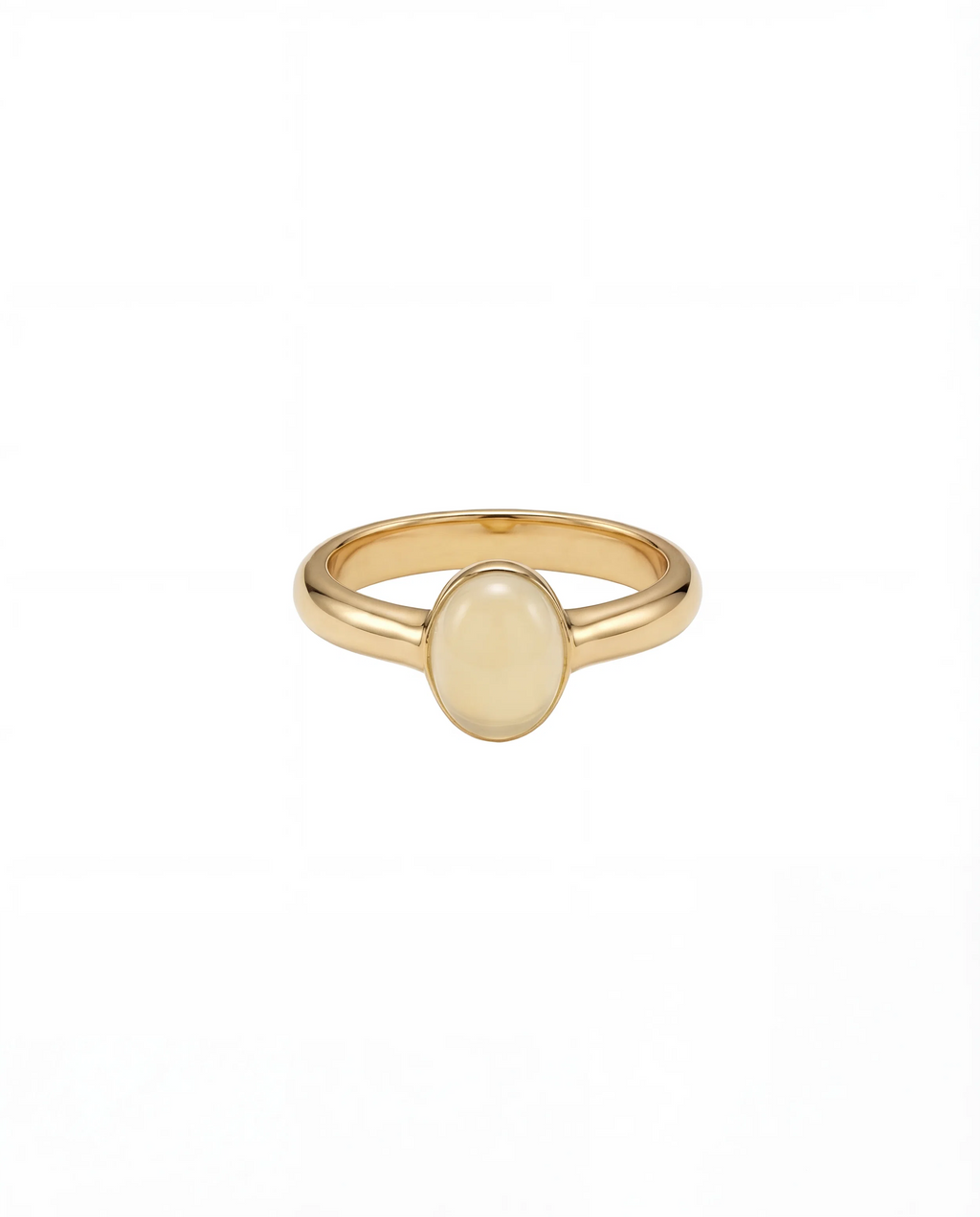 Halo White Gemstone Cabochon Ring