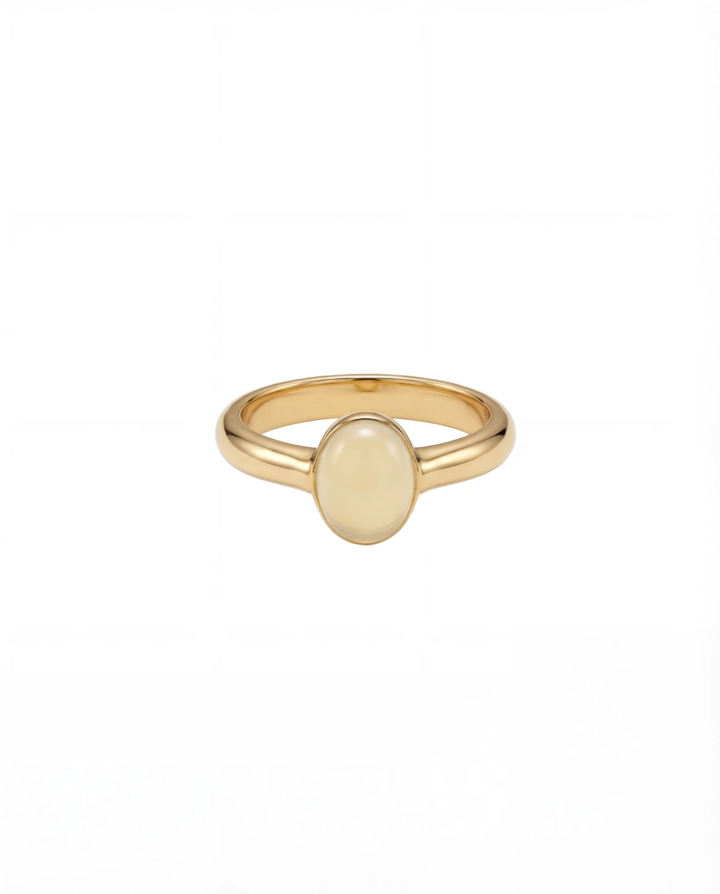 Halo White Gemstone Cabochon Ring