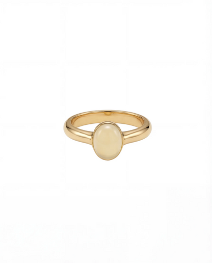 Halo White Gemstone Cabochon Ring
