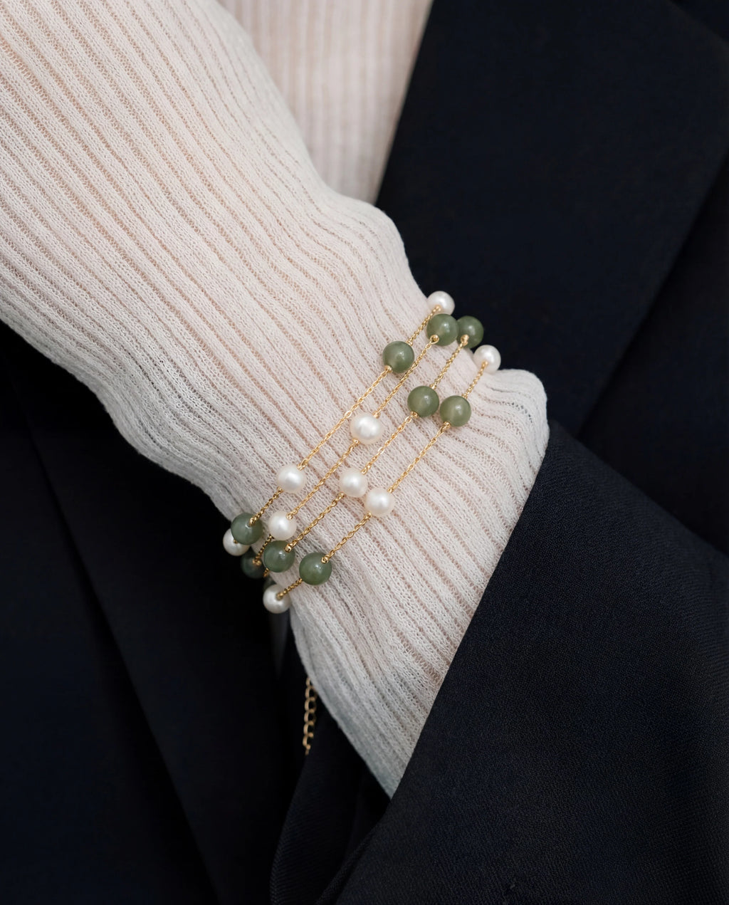 Jade Pearl Chain Bracelet