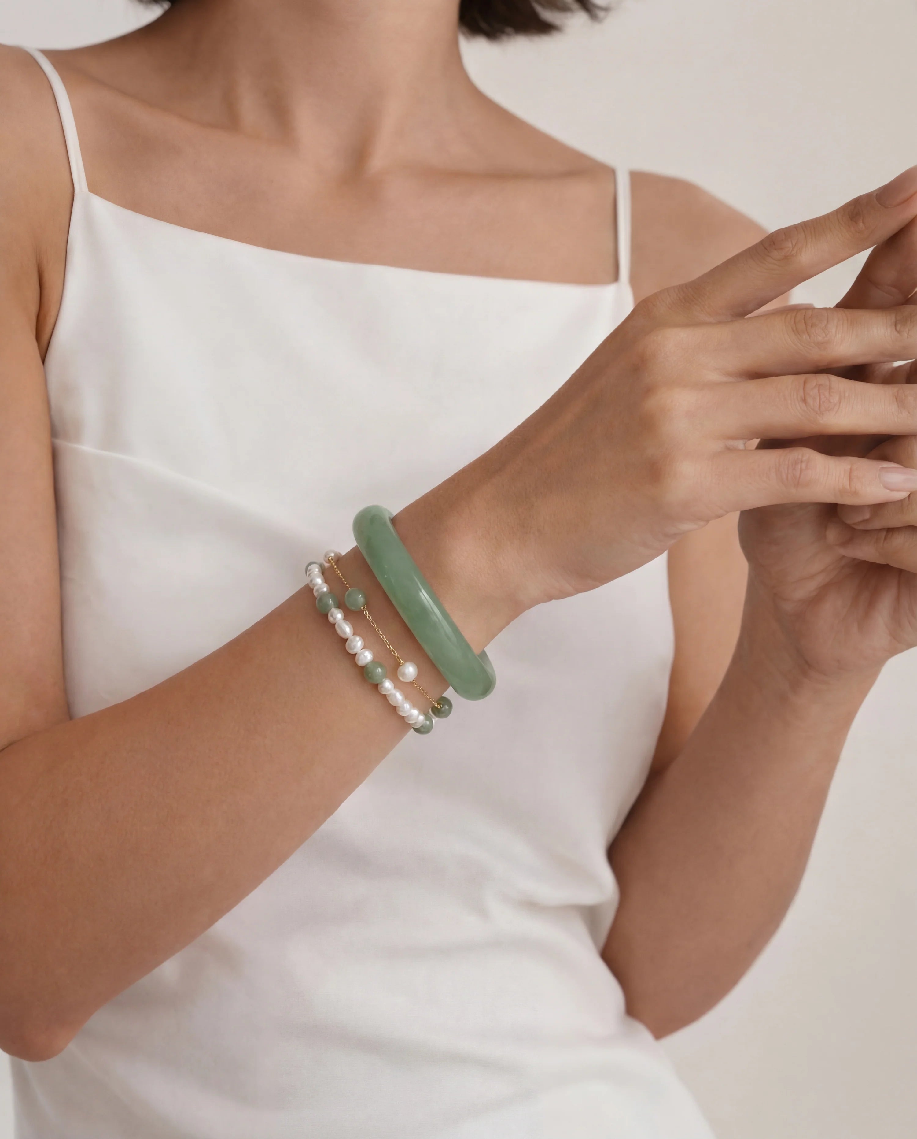 Jade Pearl Chain Bracelet