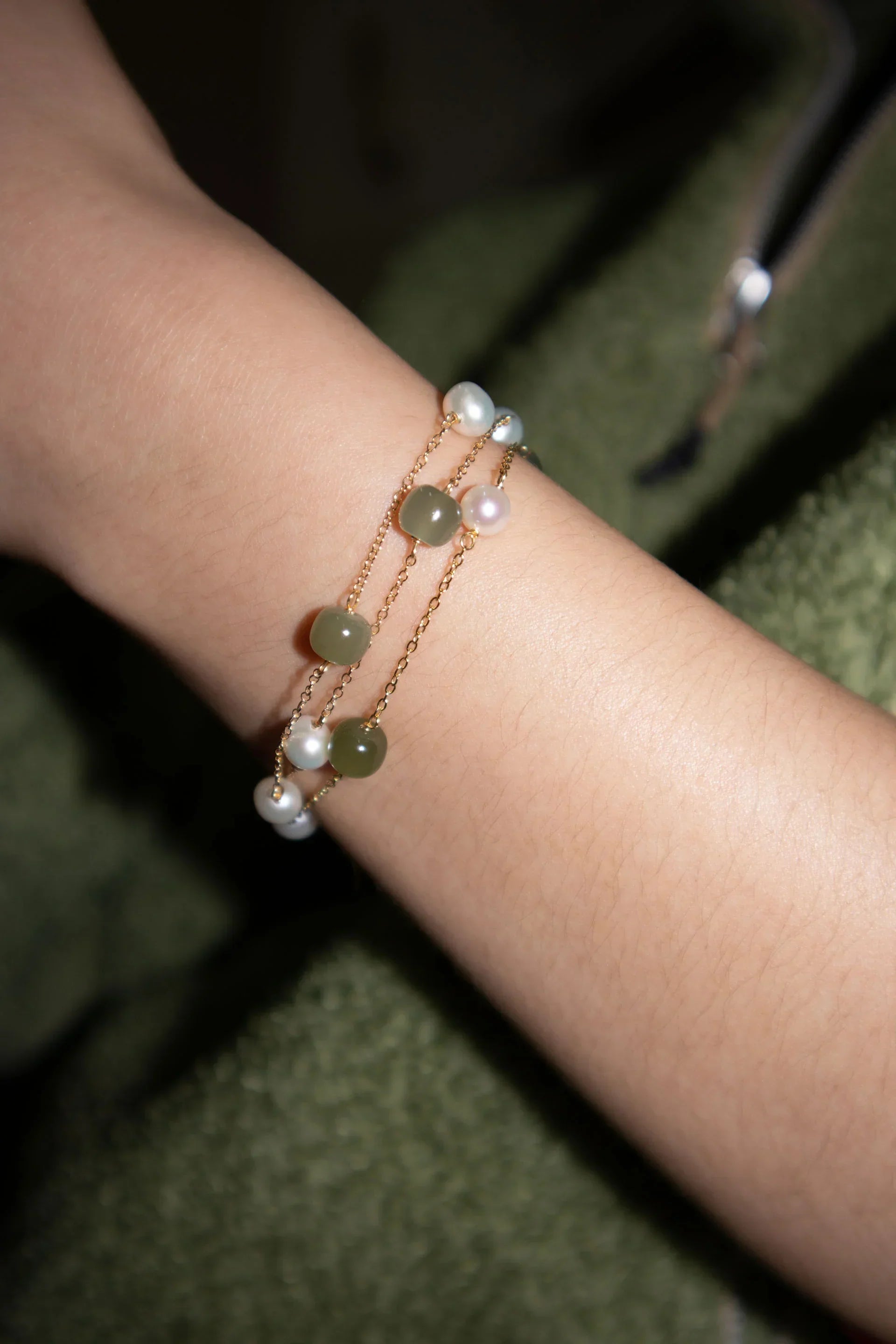 Jade Pearl Chain Bracelet