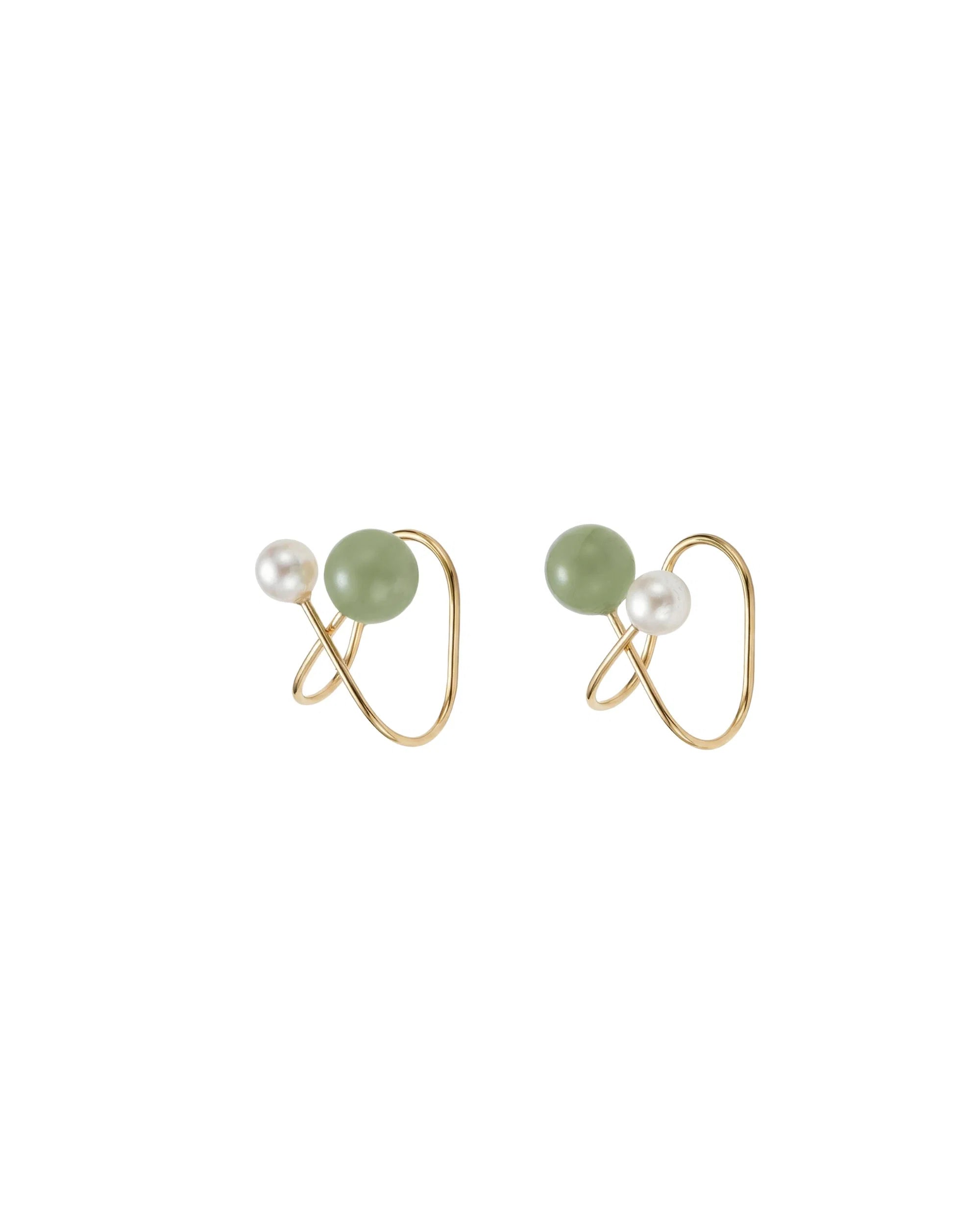 Jade and Pearl Ear Cuffs