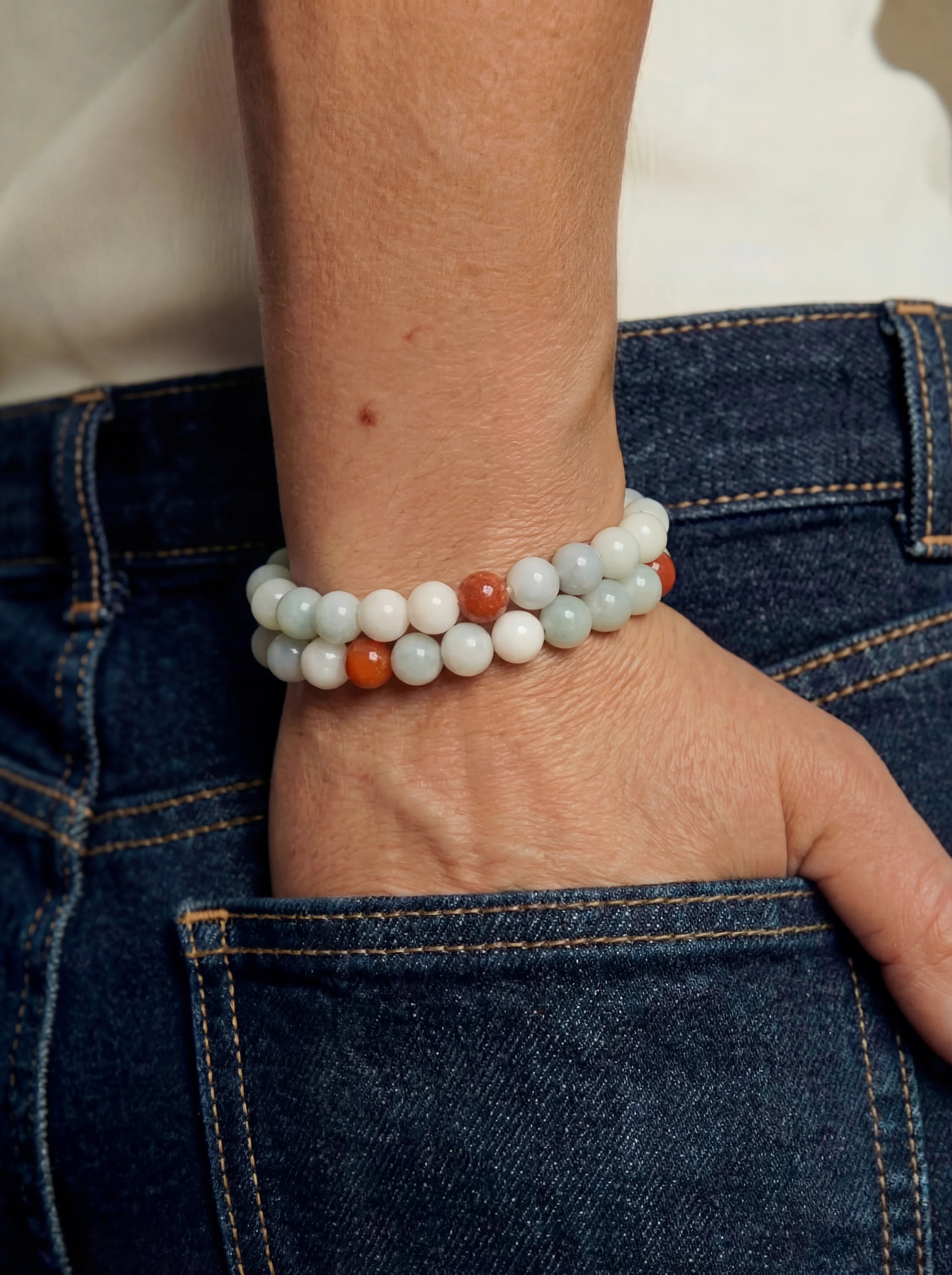 Pea Beaded Jade Bracelet