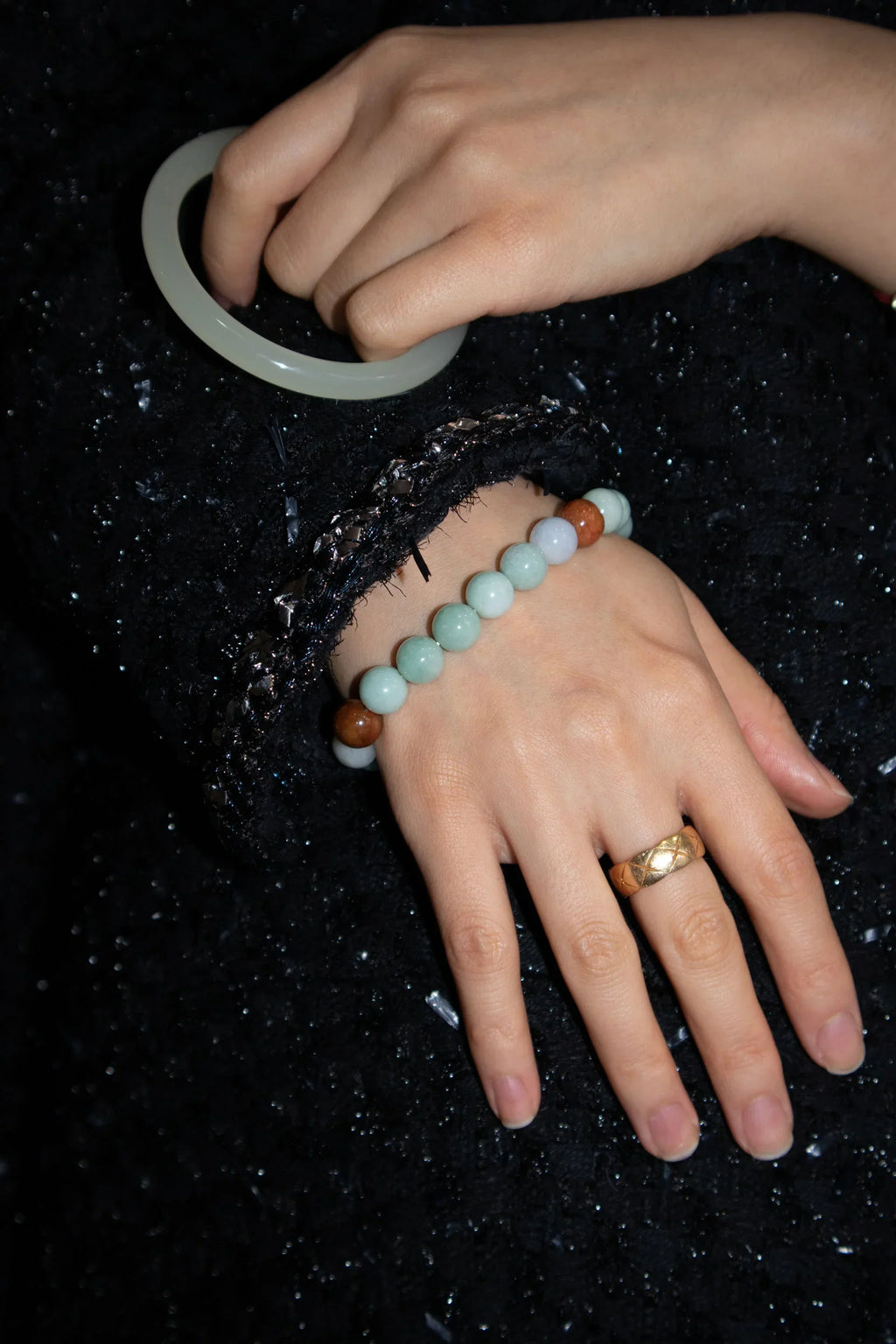Pea Beaded Jade Bracelet