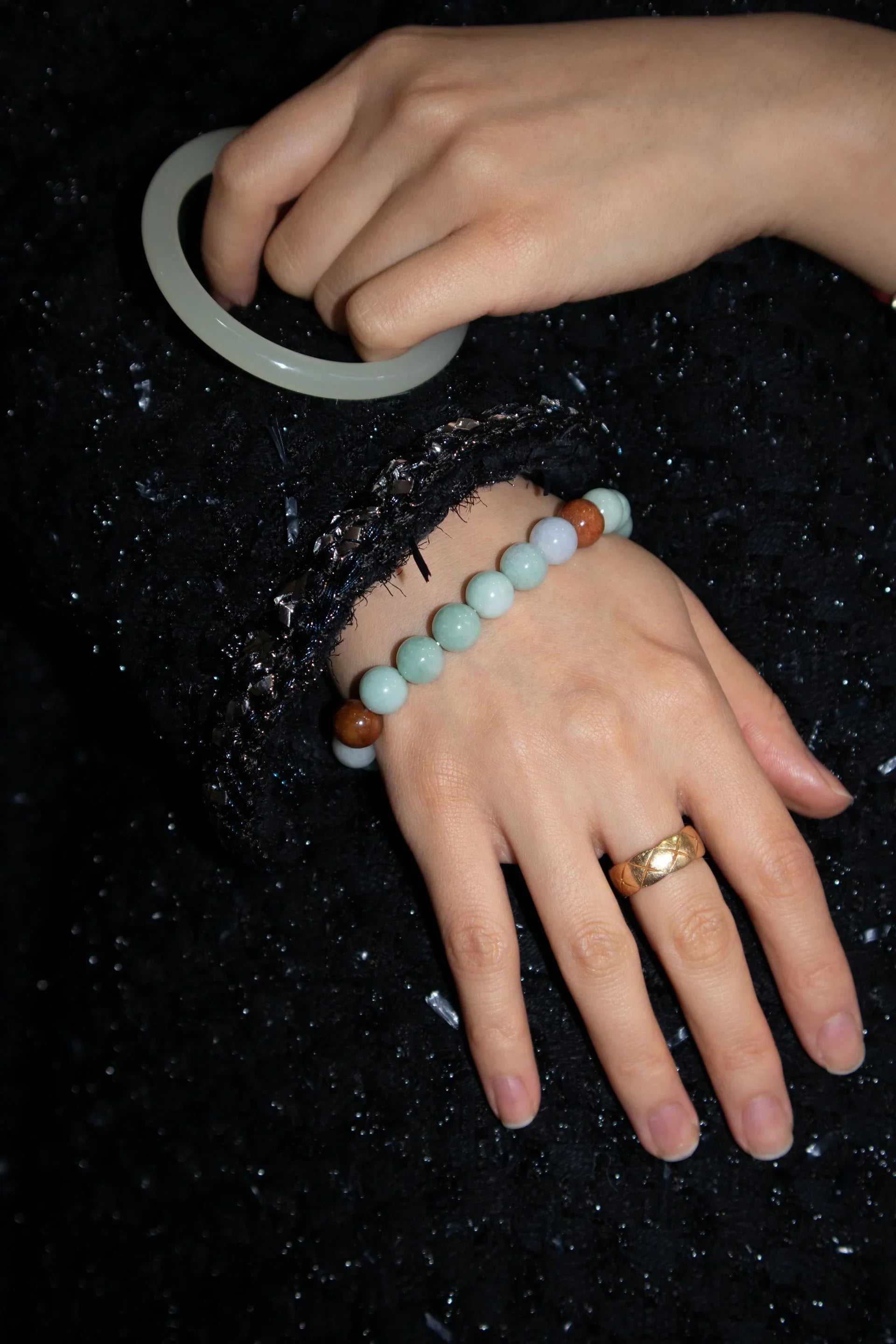 Pea Beaded Jade Bracelet