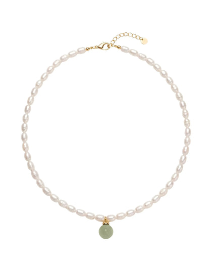 Pearl and Green Jade Choker