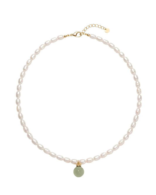 Pearl and Green Jade Choker