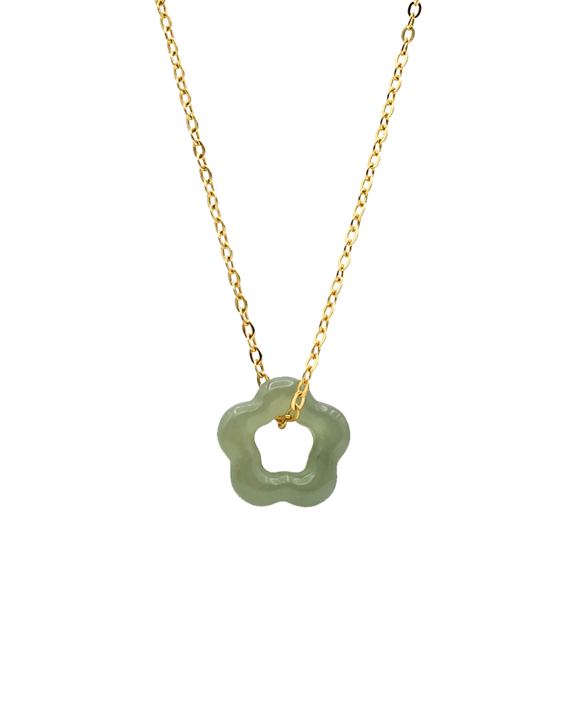 Plum Blossom Green Jade Pendant Necklace