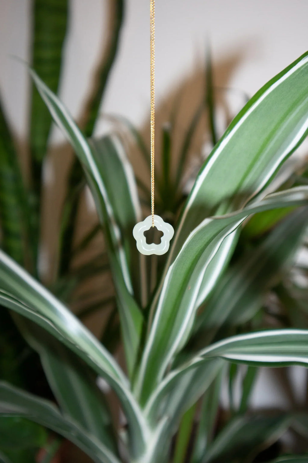 Plum Blossom Green Jade Pendant Necklace