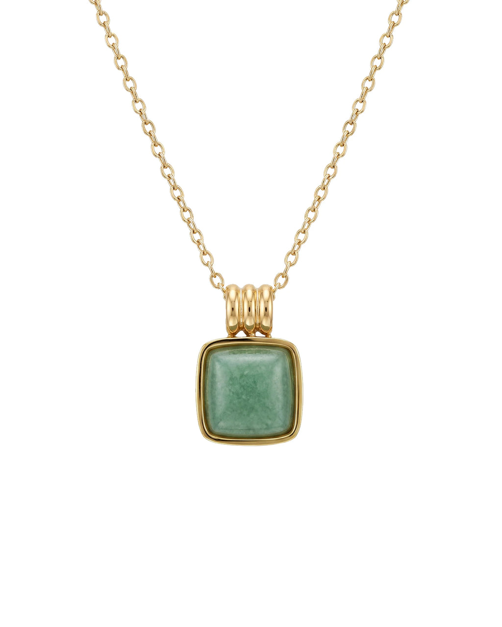 Puzzle Jade-Green Aventurine Pendant Necklace in Square