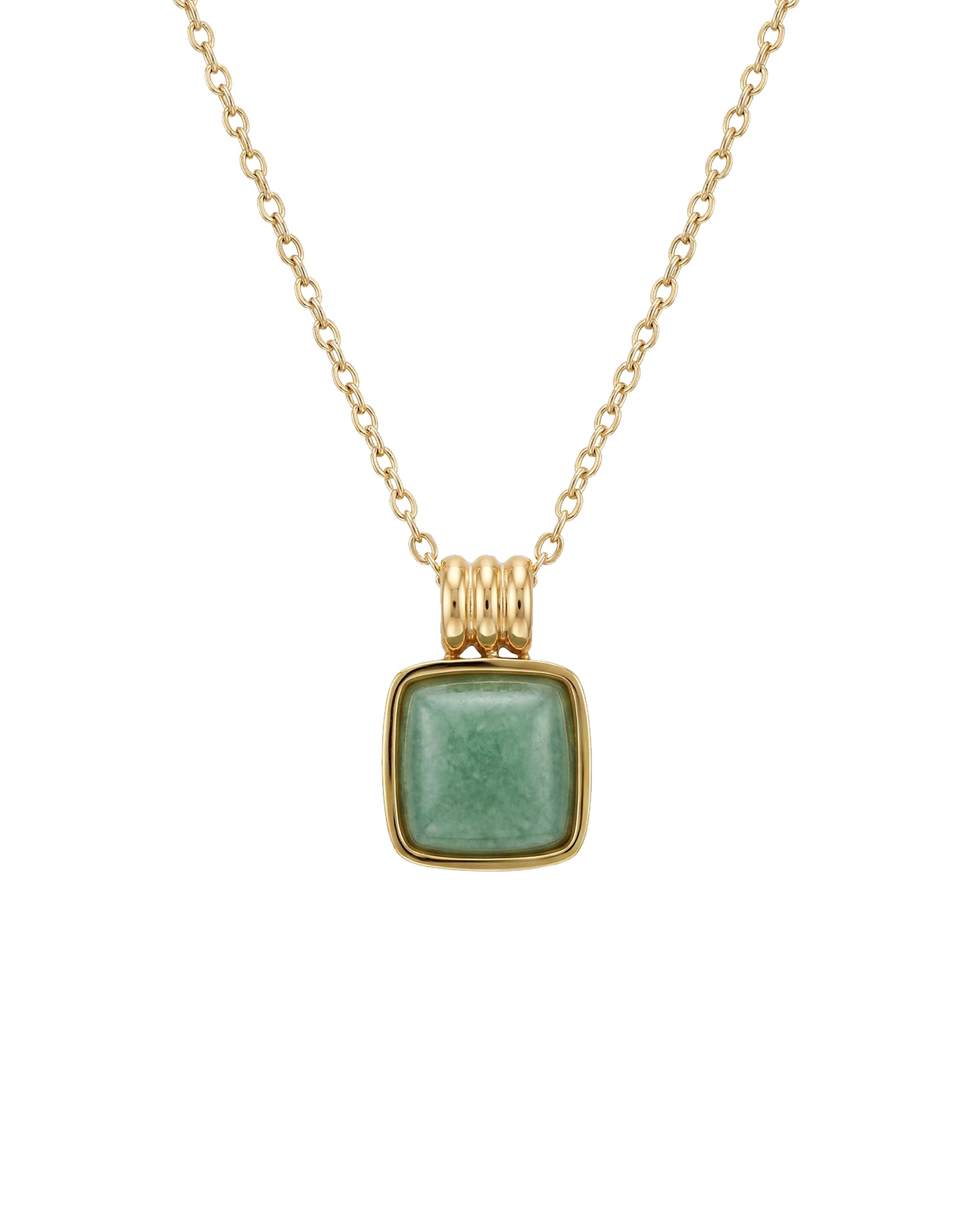 Puzzle Jade-Green Aventurine Pendant Necklace in Square