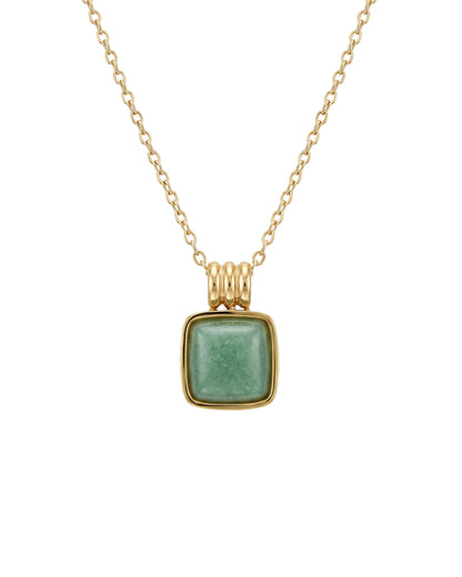 Puzzle Green Aventurine Pendant Necklace in Square