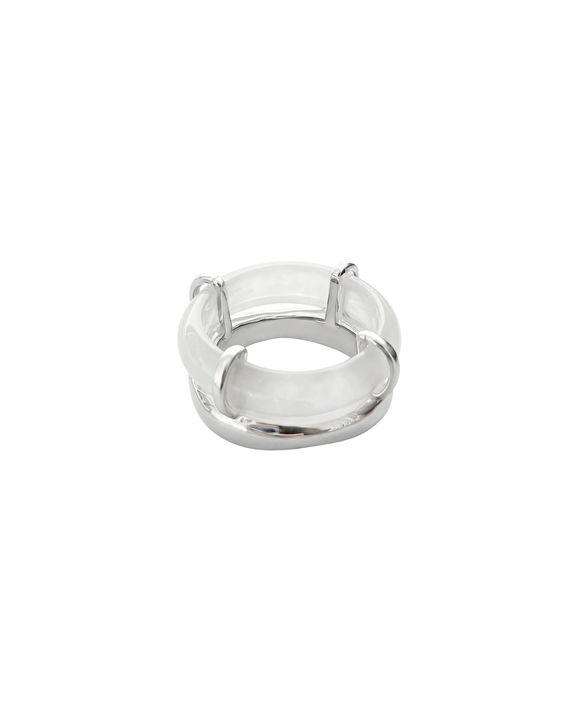 White Gemstone Sculpted Ring