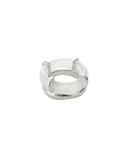 White Gemstone Sculpted Ring