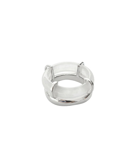 White Gemstone Sculpted Ring