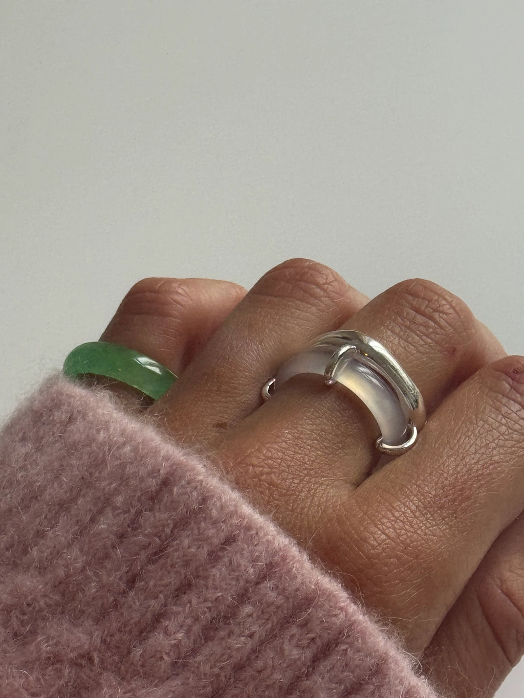White Gemstone Sculpted Ring