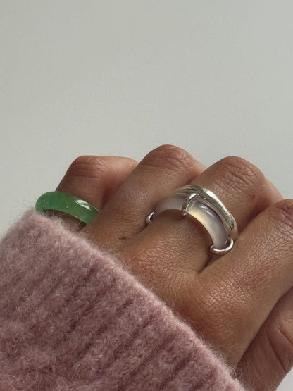 White Gemstone Sculpted Ring