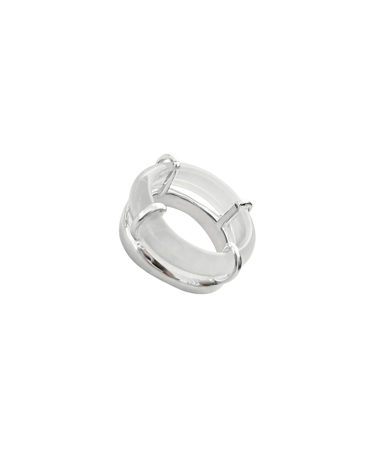 White Gemstone Sculpted Ring