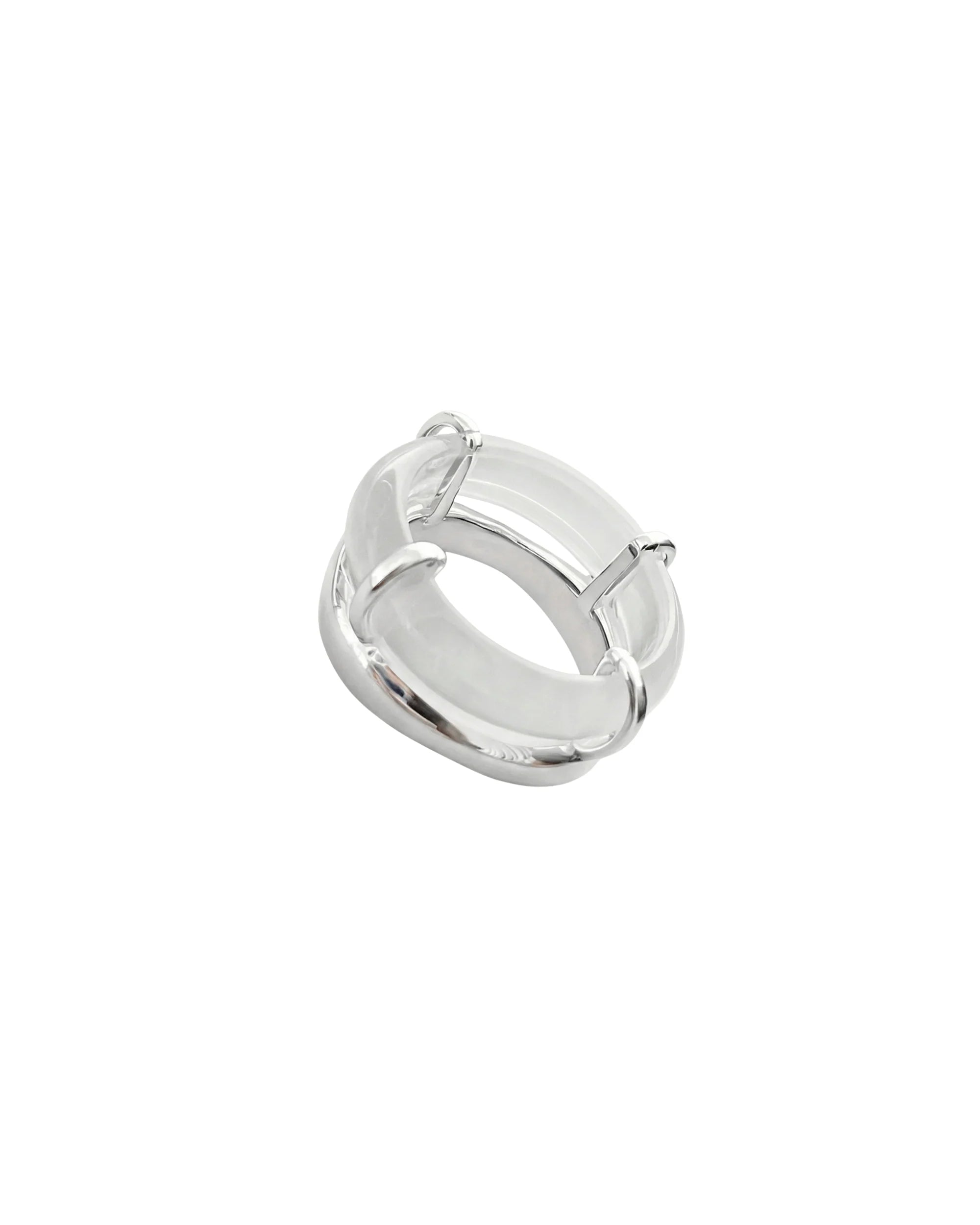 White Gemstone Sculpted Ring