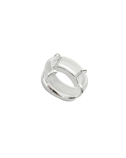 White Gemstone Sculpted Ring