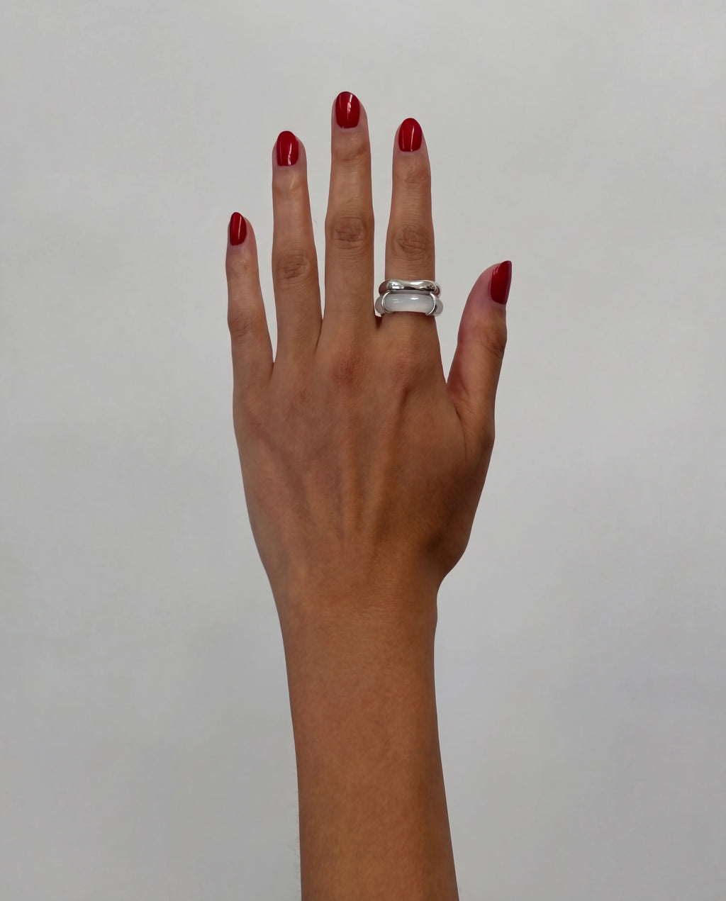 White Gemstone Sculpted Ring