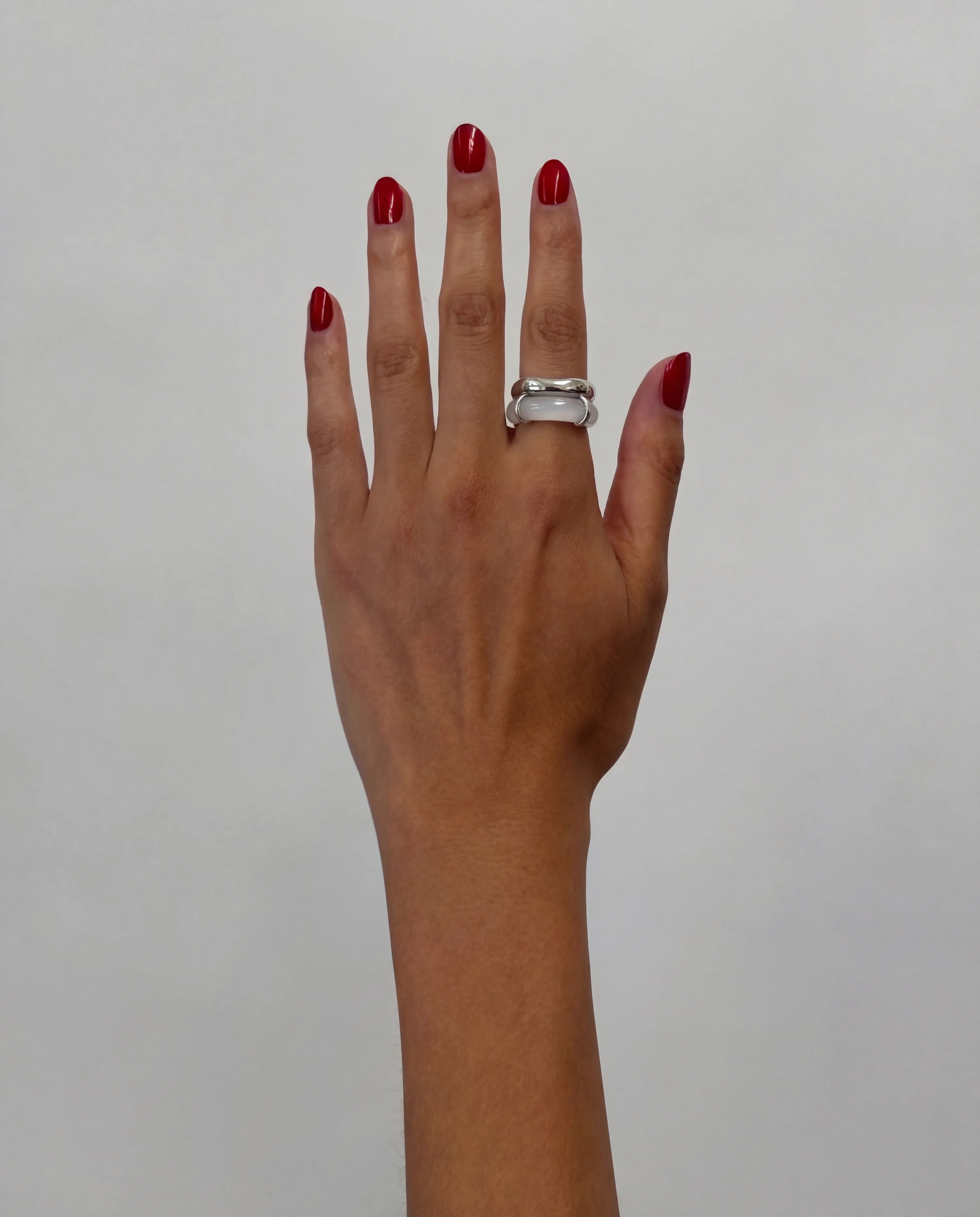 White Gemstone Sculpted Ring