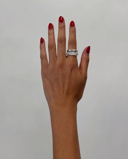 White Gemstone Sculpted Ring